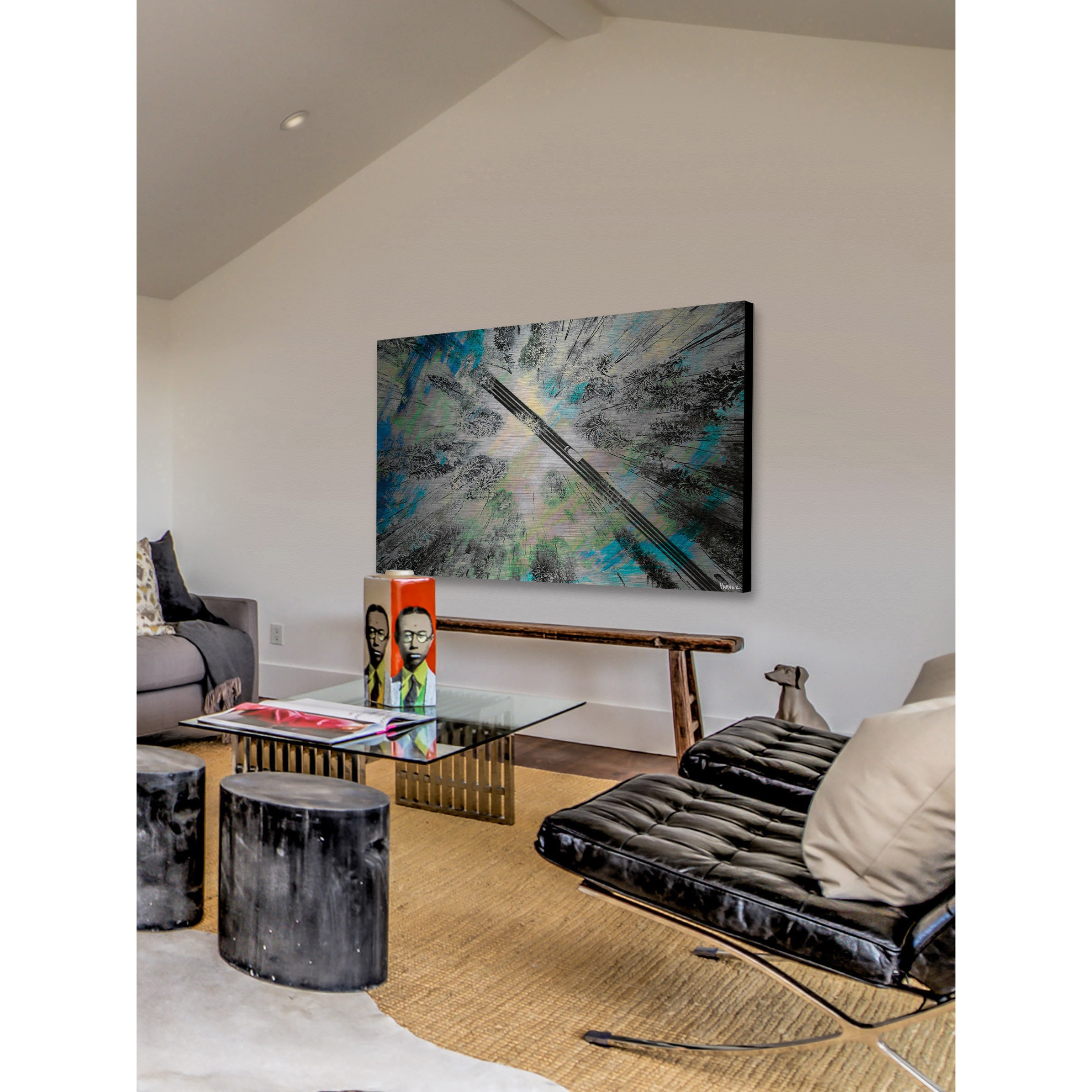Parvez Taj "Ligthed Forest" Painting Print on Brushed Aluminum
