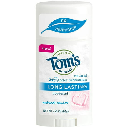 Tom's of Maine Natural Deodorant Stick, Aluminum Free, Long Lasting, Natural Powder, 2.25