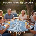 thumbnail image 3 of Round Outdoor Tablecloth with Umbrella Hole and Zipper, Blue Tropical Plants Tablecloth with Elastic Waterproof, Summer Palm Trees Botanical Flowers Patio Table Covers for 31" - 35" Pool Tables, 3 of 9