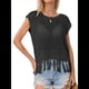 thumbnail image 1 of Top Corto de de Ganchillo con Borlas para Mujer, Sexy, de Corta, de Rejilla Transparente. Negro L, 1 of 9