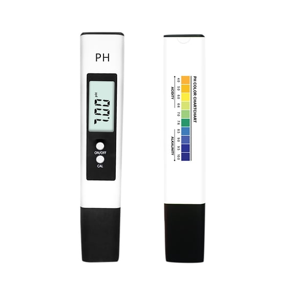 PH02 Digital pH Meter with Backlit Display,Portable Water Quality Tester for Aquarium Pool and Laboratory,Includes Calibration Solutions and Manual(White)