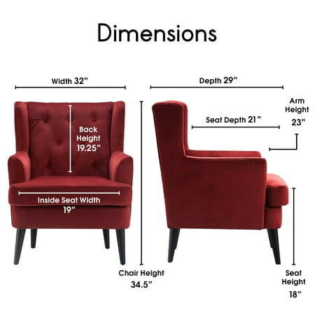 Elle Decor - Traditional Wing Chair - French Burgundy