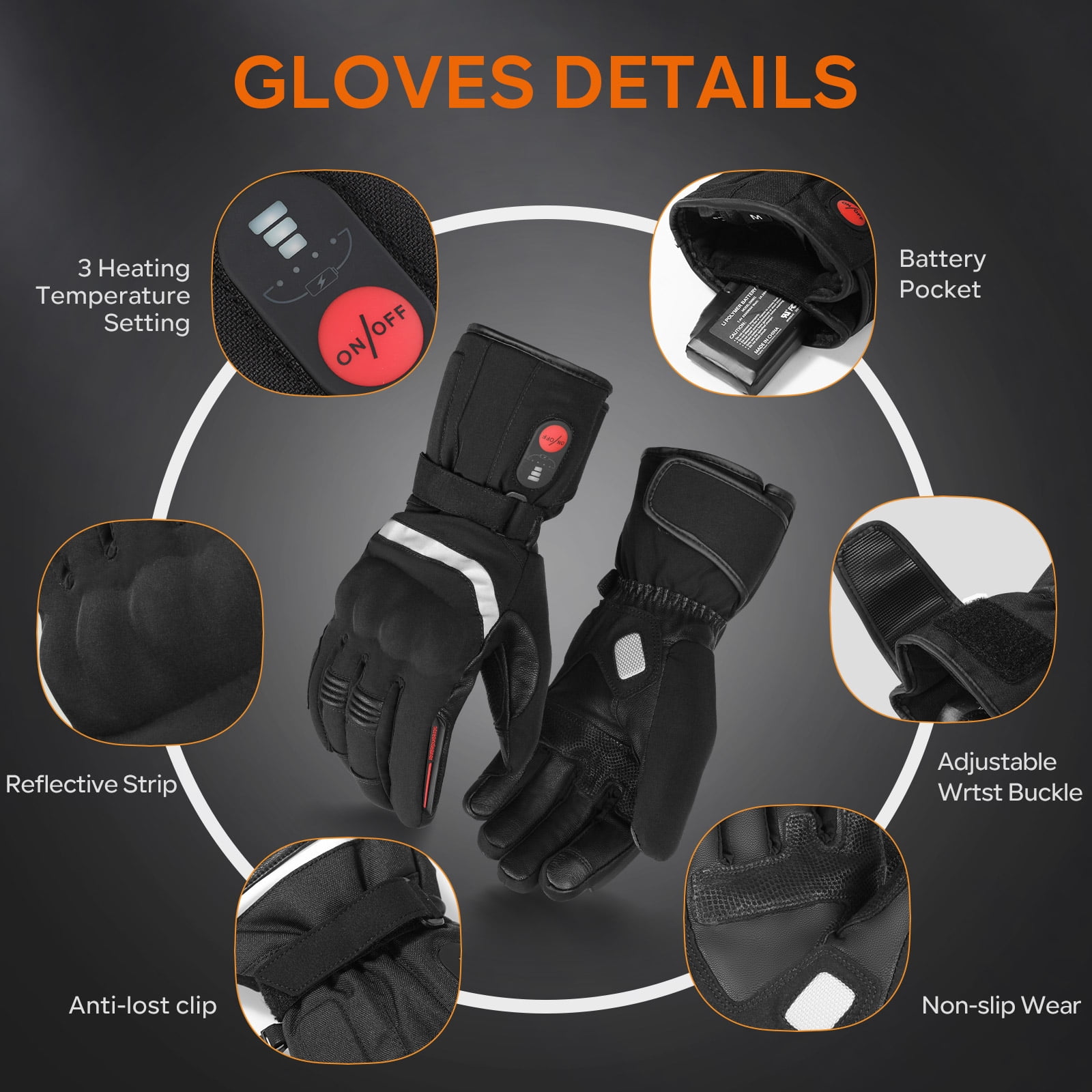 SNOW DEER Heated Gloves for Men Women, Temperature Display Heated Motorcycle Gloves, 2200mAh Rechargeable Battery Winter Gloves for Skiing Motorcycle Cycling Fishing Hunting