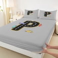 thumbnail image 3 of Manfei Letter P Monogrammed Queen Sheet Set (4-Piece) Racing Car Gray Black Decor For Boys, 3 of 7