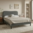 thumbnail image 5 of Satifur Queen Bed Frame with Teddy Velvet Soft Curved Headboard, Platform Bed with Wooden Slats Support, Easy Assembly, Noise-Free, Dark Grey, 5 of 9