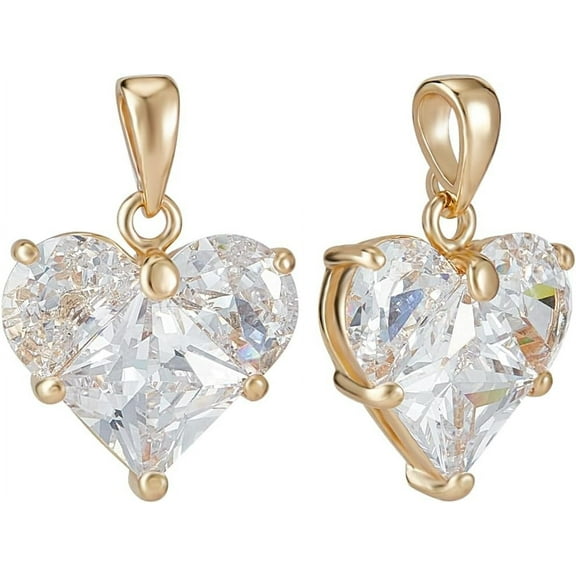 DIY 1 Box 4Pcs Cubic Zirconia Heart Charms 18K Gold Plated 18K Gold Plated Cubic Zirconia Love Pendant Charms with Hole for Jewellery Making Necklace Bracelet DIY Crafts DIY