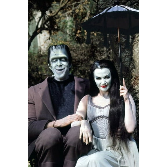 The Munsters 24x36 Poster Herman and Lily in garden