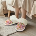 thumbnail image 3 of Chririnla Hippie Flowers Print Women House Slippers Fuzzy House Shoes Casual Warm Indoor Slippers Warm Bedroom Shoes with Anti-Skid Sole, 3 of 7