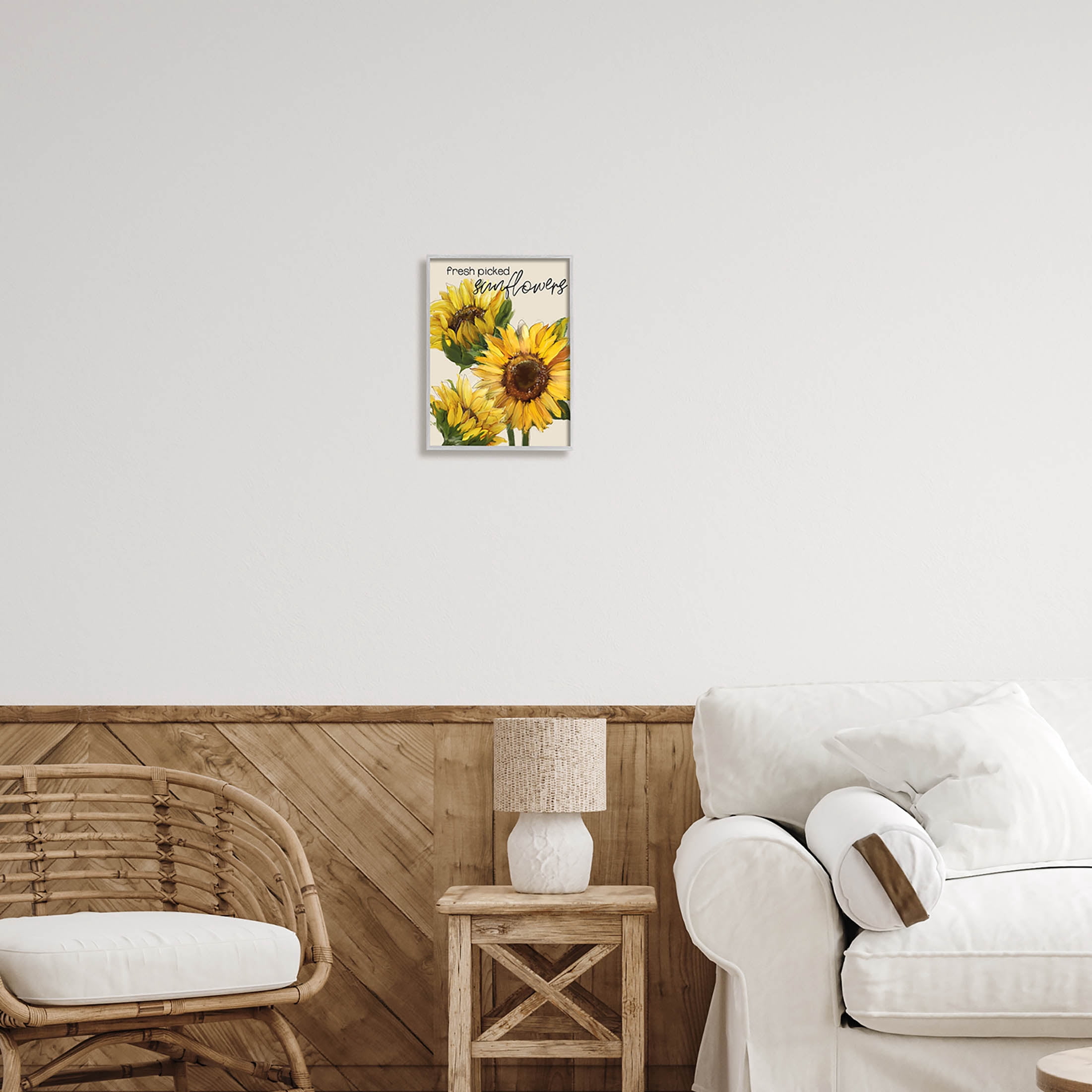 Stupell Industries Fresh Picked Sunflowers Typography Graphic Art Gray Framed Art Print Wall Art, Design by Conrad Knutsen