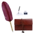 thumbnail image 4 of Feather Dip Pen Set, With Faux Leather Cover, Beautiful And Generous, Simple And Practical, Durable To Use, Feather Writing Pen Set, For School Home SP236906 Sprinkled Gold Wine, 4 of 8