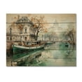 thumbnail image 3 of Designart "Saintmartin Reflections Paris Canal wall art I" Cityscapes Print on Natural Pine Wood, 3 of 5