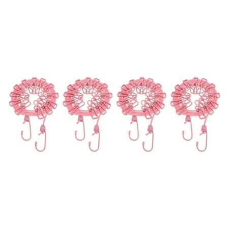 

Uxcell 1.8M/5.9ft Windproof Elastic Portable Clothesline with Clips Pink 4 Pack