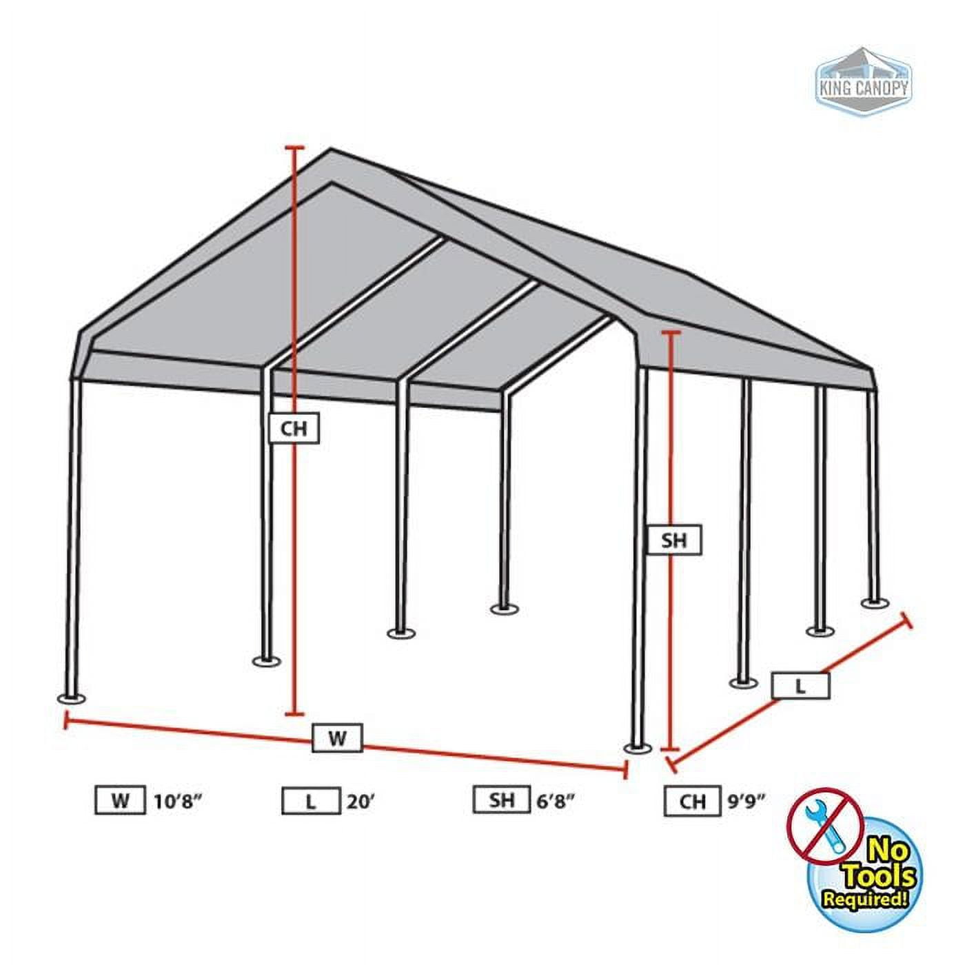 King Canopy Universal Canopy 10' x 20' , 1 3/8-Inch Steel Frame, 8 Leg, Silver