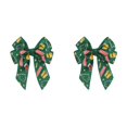 thumbnail image 2 of Festive Multi Loop Ribbon Bow Pendant With Holiday Print Polyester Ornament For Tree Garland Box And Winter Festival Decoration, 2 of 5