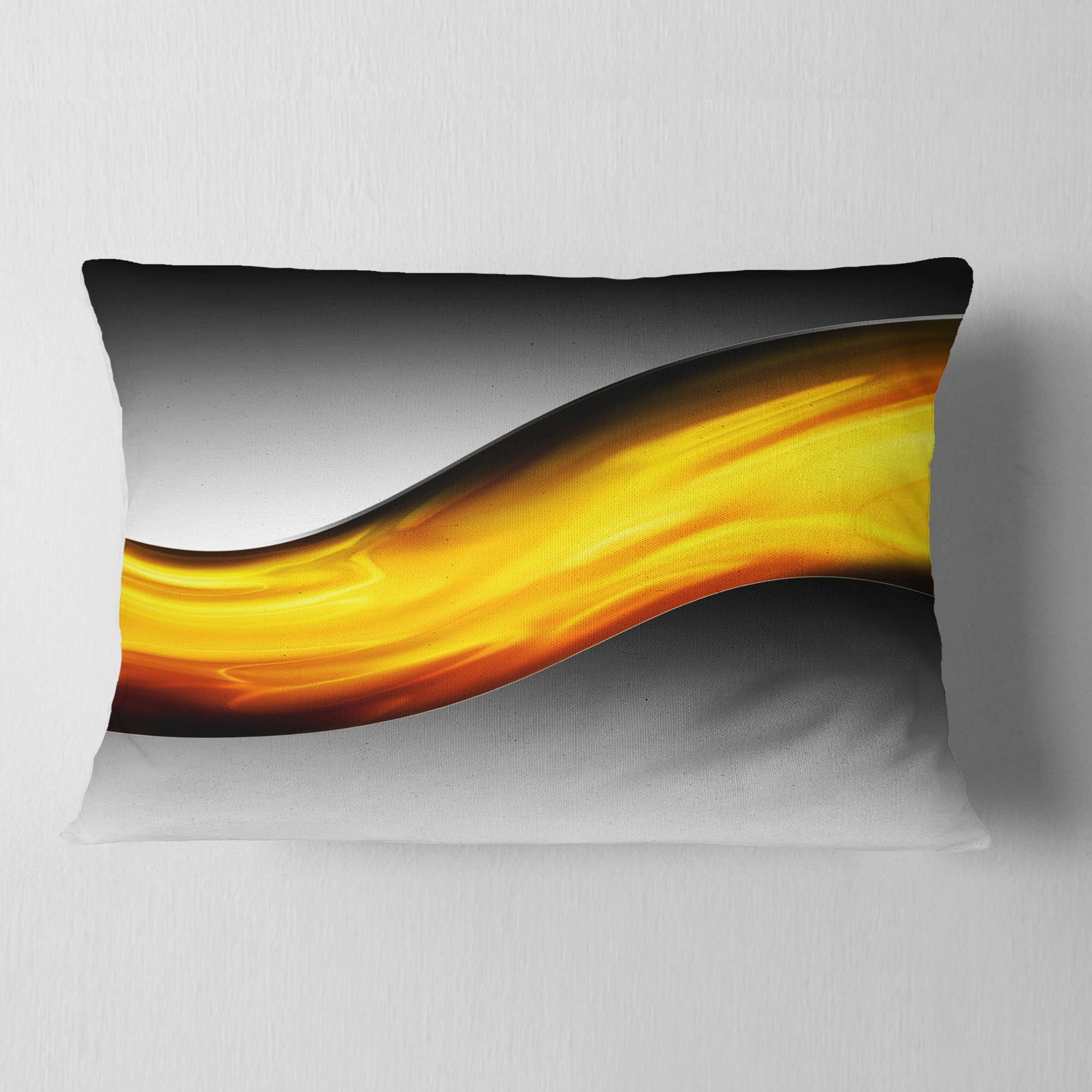 Designart Wave of Golden Lava - Abstract Throw Pillow - 12x20