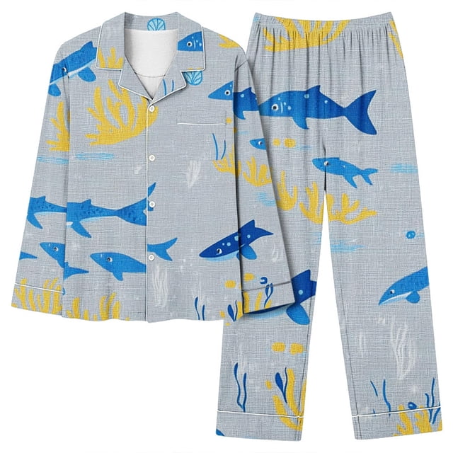 Penkiiy Femmes Décontracté Mode Imprimé Manches Longues Hauts Décontractés Pantalons Pyjama Ensemble TG Gris