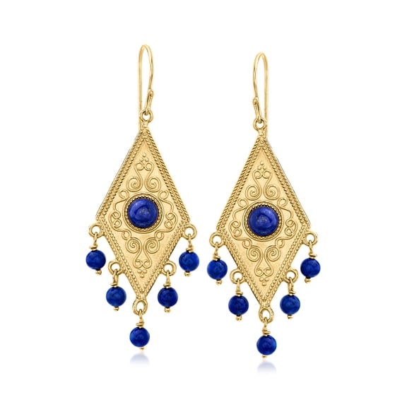 Ross-Simons Lapis Drop Earrings in 18kt Gold Over Sterling, Women's, Adult