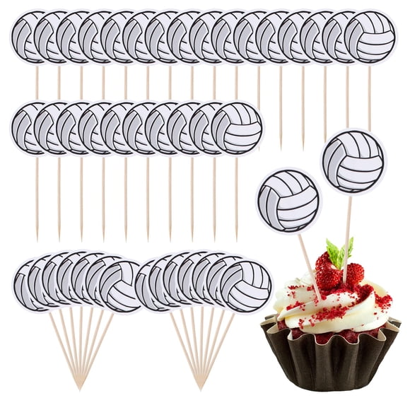 Cupcake Toppers Aysatogc, voleibol, paquete de 40, fiesta de cumpleaños