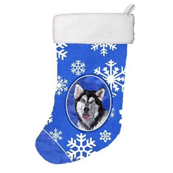 Alaskan Malamute Winter Snowflakes Holiday Christmas Stocking