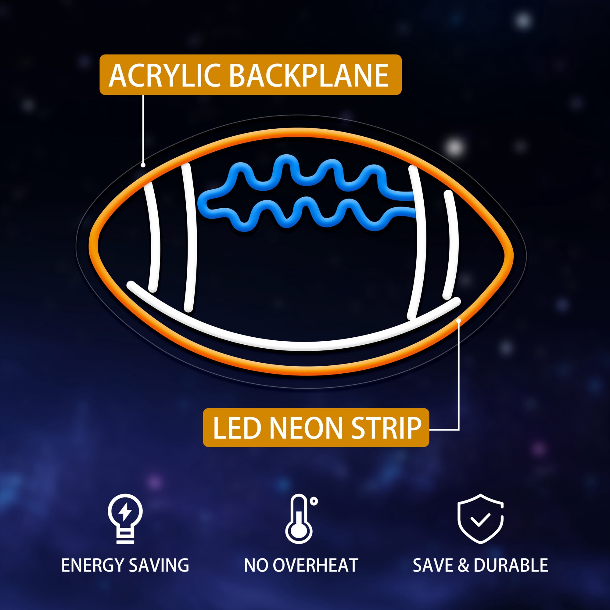 Football Neon Sign for Wall Decor, Football LED Signs for Teens, Man Cave, Boys Bedroom and Game Room, Football-Shaped Neon Light, Neon Light Up Signs Gift for Football Fans