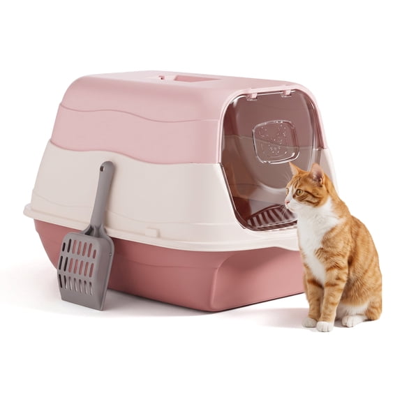 Fully Enclosed Cat Litter Box, Large Odor & Splash Proof Litter Box with Observation Window, Non-Slip Base, Easy to Clean