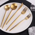 thumbnail image 2 of Gold Silverware Set Titanium Gold Plated, HOFTEN 20 Piece Stainless Steel Golden Titanium Flatware Set for 4, Silver Tableware Set with 24K Gold-Plated, 2 of 6