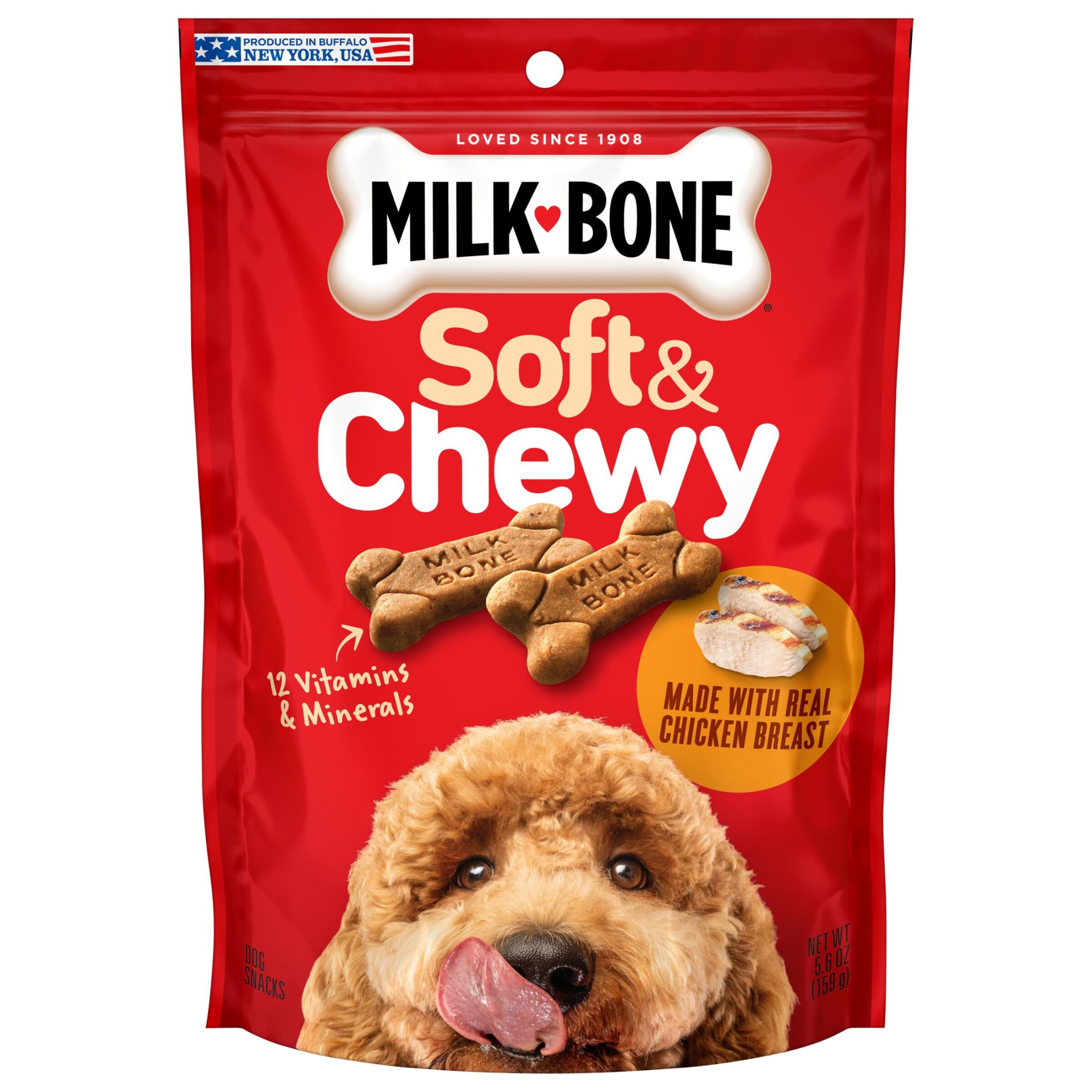 Milk Bone Soft & Chewy Dog Treats, Made with Real Chicken, 5.6 Ounce Pouch