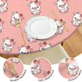 thumbnail image 4 of Pink Cow Strawberry Pattern Round Fitted Tablecloth with Elastic Edge,Dining Table Cover Waterproof,Outdoor Round Tablecloth for Camping,Dining,Indoor and Outdoor, 4 of 7