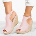 thumbnail image 2 of UTTOASFAY Women Solid Summer Ladies Comfy Sandals Slope Heel Casual Beach Shoes Pink 9(41), 2 of 4