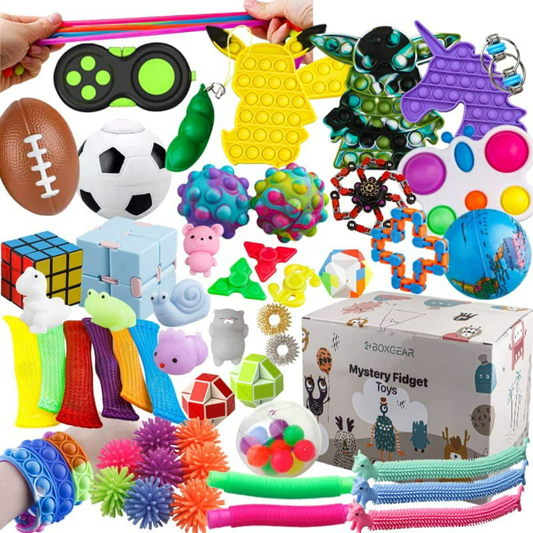 Caelan Compact Fidget Toys Made of non-toxic materials for Kids - 60pcs Fidgets  Toys Kit For Children, Teens, Girls and Boys for Focus, Stress Relieving,  Concentration, Classroom Prize 