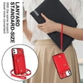 thumbnail image 3 of Crossbody Strap Wallet Case for iPhone 11 with Wrist Strap, 360° Rotating Ring Kickstand & Card Holder PU Leather Purse Magnetic Snap Zipper Case Cover for iPhone 11, Red, 3 of 9