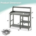 thumbnail image 2 of GONICHA Potting Bench, Poly Lumber Potting Table with Removable Stainless Steel Sink and Open Shelves,All-Weather Planting Table for Garden, Gray, 2 of 6