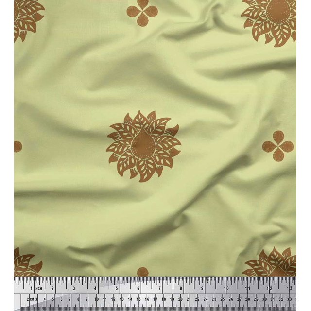 Soimoi Poly Georgette Fabric Flower Artistic Printed Fabric 1 Yard 52 Inch Wide