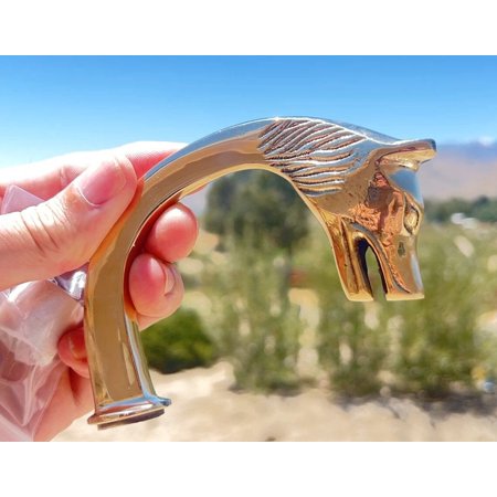 Brass Walking Stick Handle Handcrafted Wolf Head Cane Top