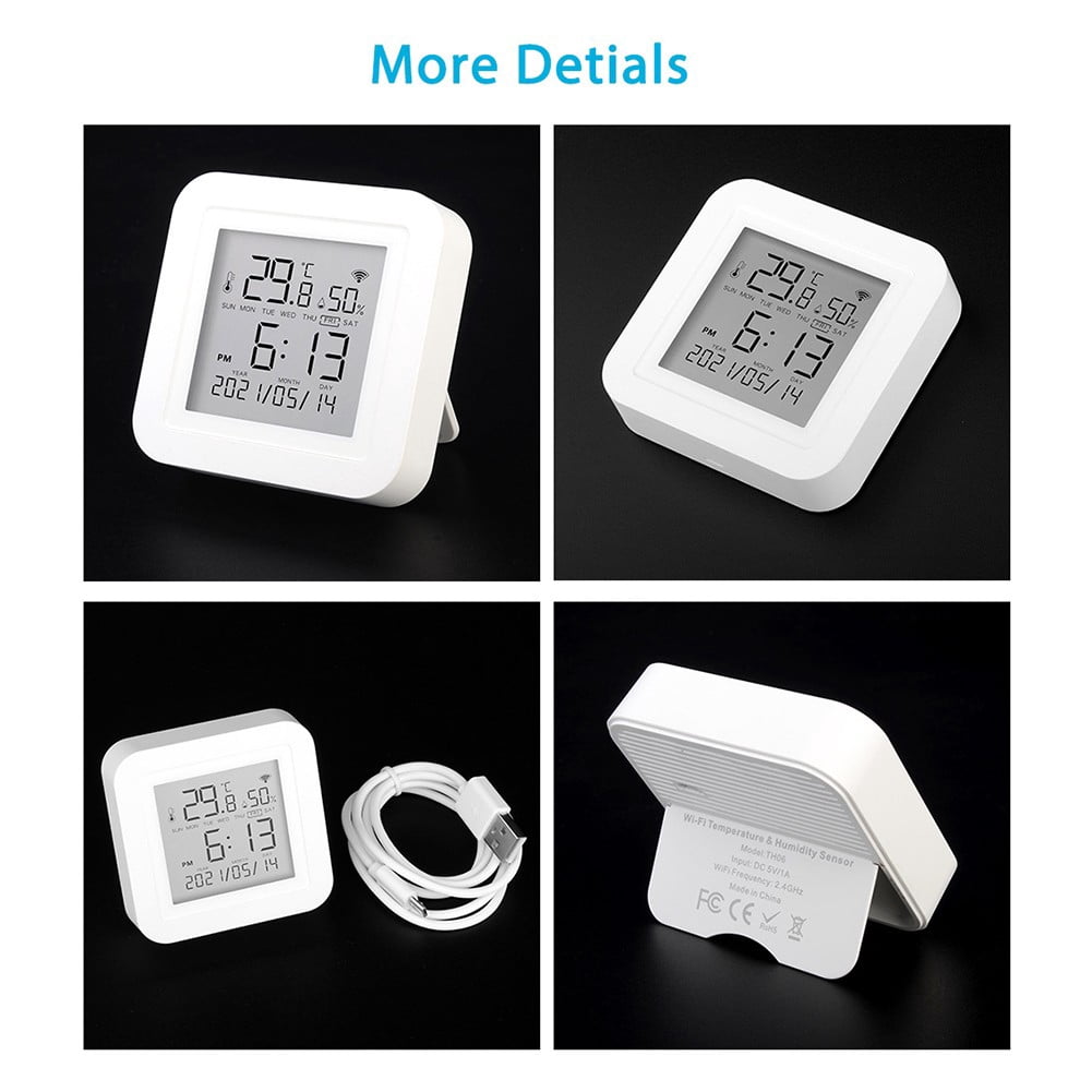 For Tuya Smart WiFi Thermometer Hygrometer Indoor Room Digital TemperatureSensor APP Remote Alarm Work With Alexa- Google- Home