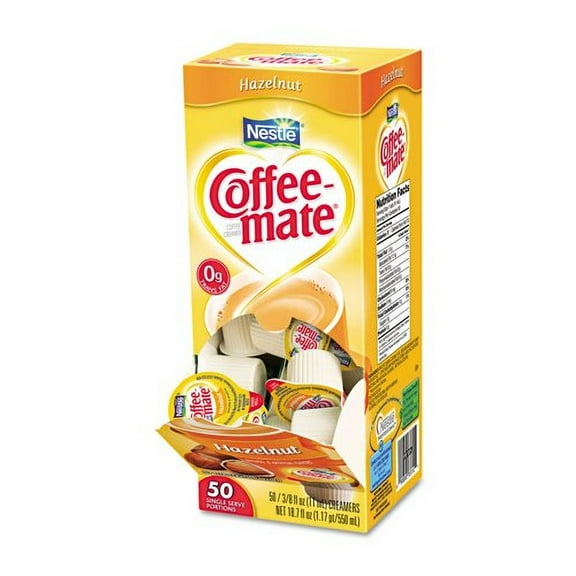 Branded Nestle Coffee-mate Liquid Creamer Singles, Hazelnut (50 ct.) - cholestrol free = Pack of 3