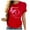 Red, variant on WREESH Womens Fashion T-Shirts Spring Summer Casual Round Neck Printed Short Sleeved T-Shirt Top Pullover Pink