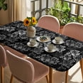 thumbnail image 3 of Vintage Floral Table Cloths for 3 Foot Rectangle Tables, Black Dandelion Plants Country Botanical Patio Waterproof Elastic Fitted Tablecloths, Washable Rectangular Table Cover for Camping, 3 of 8