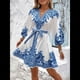 thumbnail image 4 of Vestido Mini Informal con Cuello en V, Estampado Floral, Mangas Farol y Botones para Mujer. Azul S, 4 of 7