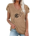 thumbnail image 2 of Oalirro Women's Tops, Tees & Blouses Women Blouses and Tops Fashion Fashion Women's Summer V-Neck Short Sleeve Print Casual T-shirt Blouse Khaki, 2 of 5