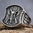 thumbnail image 3 of New Vikings 14K White Gold Warrior Rings for Men Women Vintage Gothic Biker Fashion Nordic Double Axe Ring Amulet Jewelry Gifts, 3 of 8