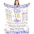 thumbnail image 1 of LHSHID 18th Birthday Blanket Gifts 18 Years Old Purple Floral Gift for Girls 18th Birthday Decorations for Daughter Friends 18th Bithday Soft Throw Blanket 30"x40", 1 of 7