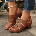 thumbnail image 2 of Dakaela Women's Platform High Heels Chunky Block Heeled Sandals Slingback Open Toe Comfortable Wedding Party Prom Dress Shoes Size 6-10 Khaki, 2 of 9