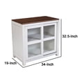 thumbnail image 5 of Dan 37 Inch Accent Storage Cabinet, Window Pane Sliding Door, Brown, White - Saltoro Sherpi, 5 of 5