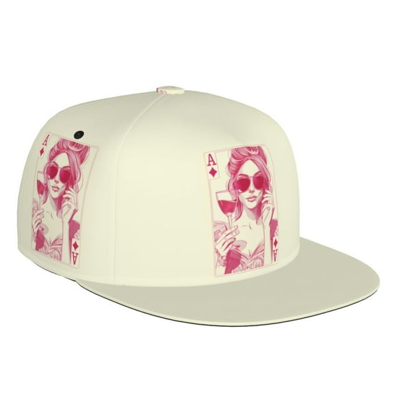 Flat Bill Trucker Hats for Women Men - Ace Of Diamonds Lady Adjustable Flat Baseball Cap Snapback Hats Dad Hats for Men