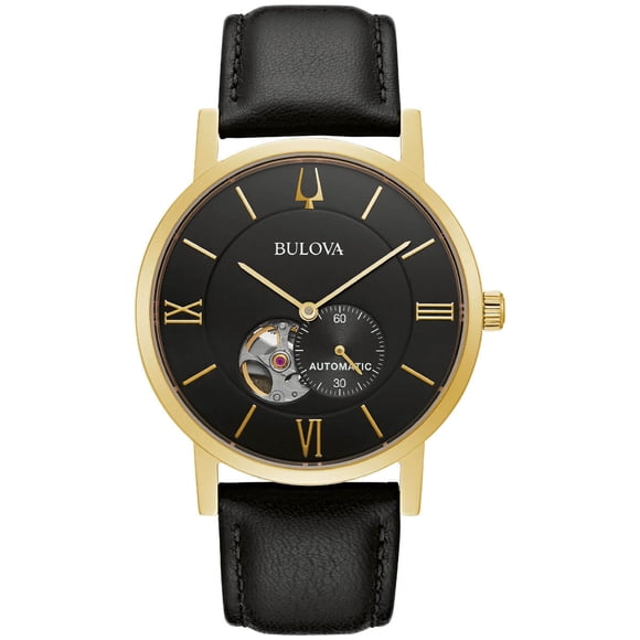 Bulova 97A154 Men's American Clipper Open Heart Black Dial Watch