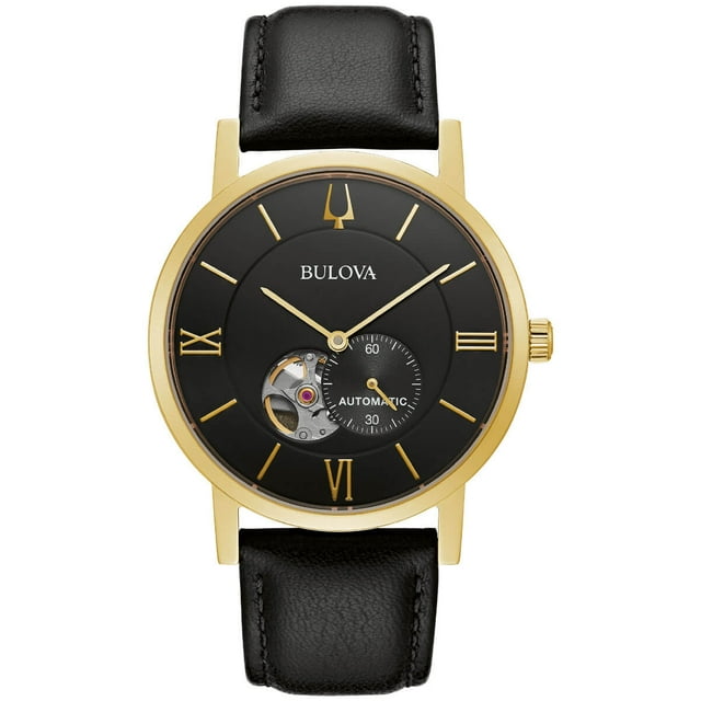 Bulova 97A154 Men's American Clipper Open Heart Black Dial Watch