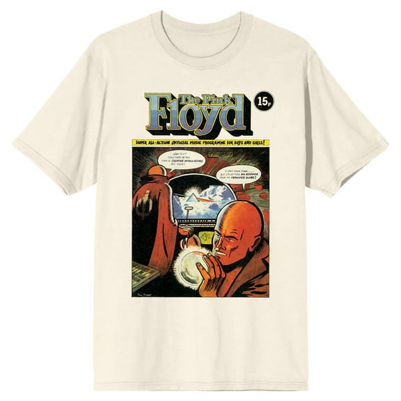 Pink Floyd Comic Crew Neck Short Sleeve Natural Men's T-shirt-Medium