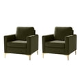 thumbnail image 2 of Tina's Home Modern Velvet Accent Chair Set of 2 with Gold Metal Legs, Tufted Club Chairs for Living Room, Bedroom & Office, Moss, 2 of 7
