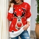 thumbnail image 1 of Pntutb moda mujer cuello redondo manga larga otoño Navidad camiseta estampado tops Pntutb Pntutb-1449, 1 of 7